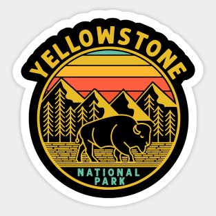 Vintage Yellowstone National Park Wyoming Mountains Bison Sticker